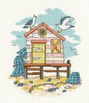 (image for) Pink Beach Hut - By The Sea Collection by Karen Carter Counted Cross Stitch Chart